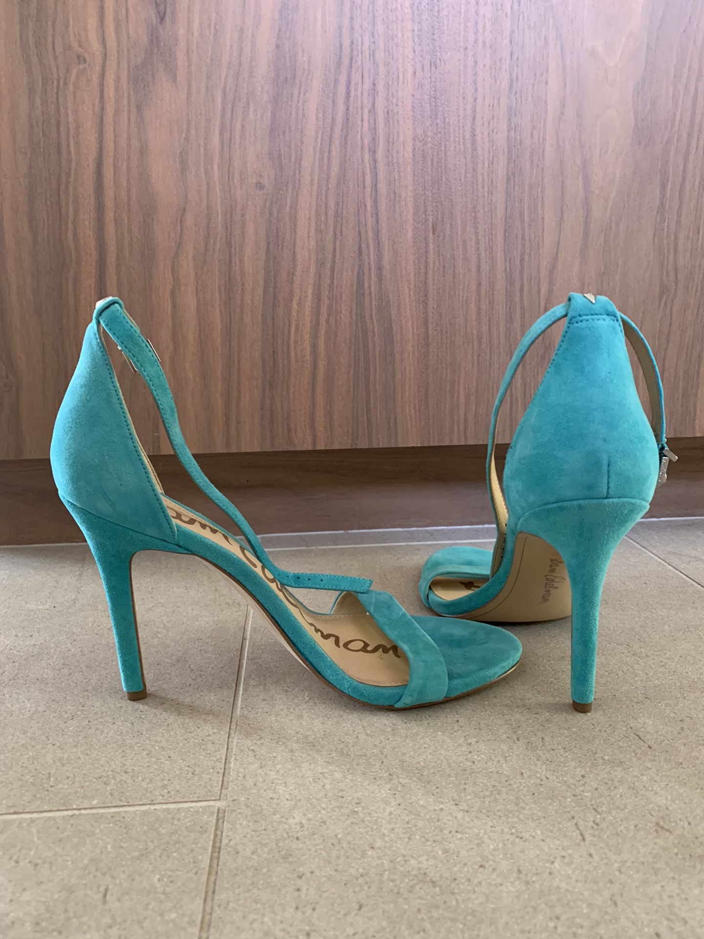Sam Edelman Turquoise Blue/ Teal Pumps Ankle Strappy Heels Sz 9