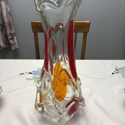 Vintage Murano glass swung vase 16”