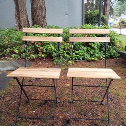 Folding Bistro Chair Acacia Wood Set