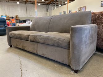 CRATE AND BAREL Brown Herringbone Piped Sofa