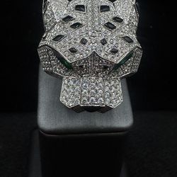 Panther Head Made W 18K White Gold And Approx 5 Carats Of Diamonds