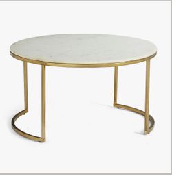 Pottery Barn Delaney Round Coffee White Marble