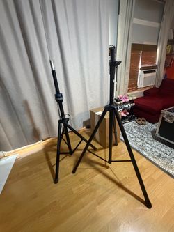 Pair of Black Tripod Speaker Stands