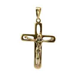 Men’s Woman’s 14k Two Toned White Yellow Gold Cross Crucifix Pendant For Necklace GP3114185