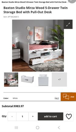 Twin Bed with Storage & Pull Out Desk/Tables