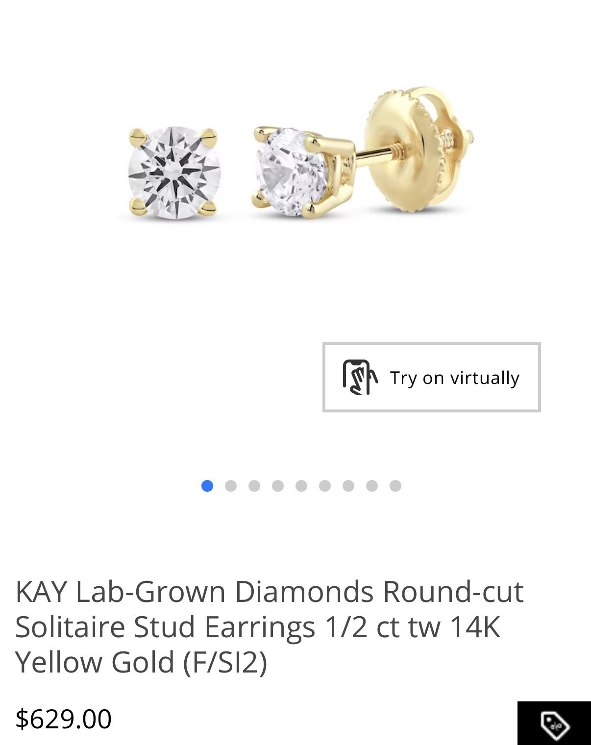 Lab-Grown Diamonds Round-cut Solitaire Stud Earrings 1/2 ct tw 14K Yellow Gold