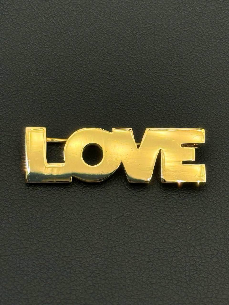 14k solid yellow gold LOVE word brooch