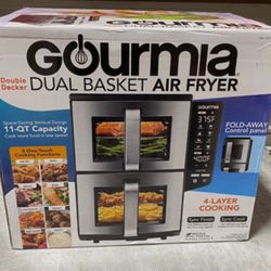 Gourmia 11-QT. Dual Basket Air Fryer with Smart Finish & 4-Layer Cooking