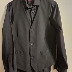 J. Ferrar Black Button Down Shirt & Vest . Graduation