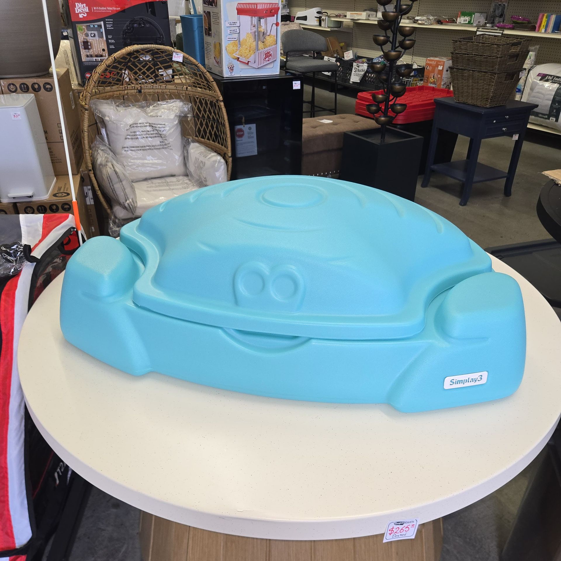 Simplay3 Coastal Crab Teal Outdoor Sandbox with Cover for Kids