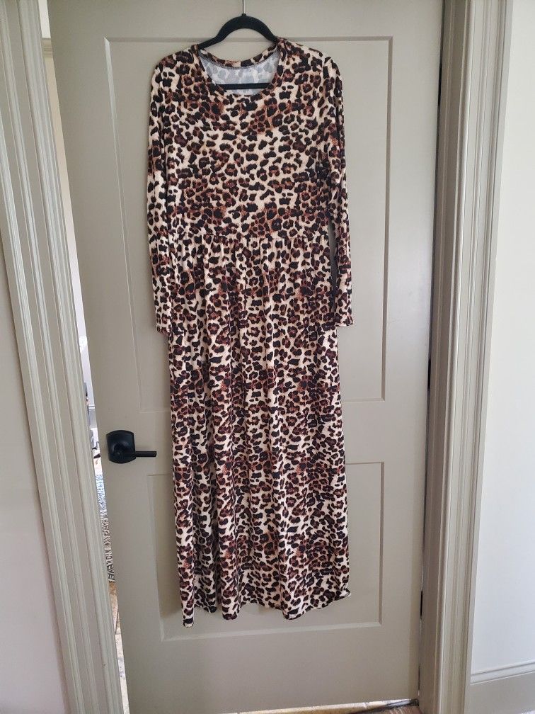 Animal Print Midi Dress Size L