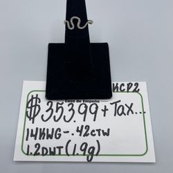 SNAKE RING 14KT WHITE GOLD, .42ctw NATURAL DIAMONDS, 1.9 GRAMS. 