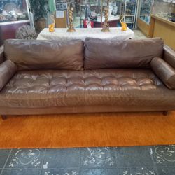 Amazing Tufted Charme Chocolat Mid Century Leather Sofs