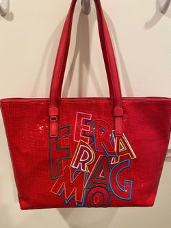 Salvatore Ferragamo Zip leather Tote Bag Sequins!