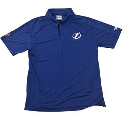 Fanatics Pro Men’s Tampa Bay Lightning Blue Short Sleeve Polo Shirt Size XL
