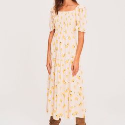 BA&SH kiwane. MIDI FLORAL DRESS Off White Yellow Smocking Ruffle $395.00 Sz 1. Condition is "New with tags". Shipped with USPS First Class. The ba&s