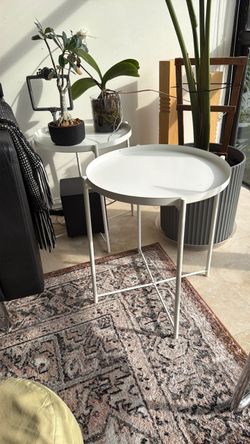 White metal side tables (2)