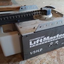 Garage Door Opener, LiftMaster 1/2 HP, White Garage door With Tracking Hardware