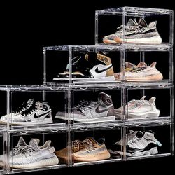 New Clear Shoe Box, Set of 9 Stackable Plastic Sneaker Box Container