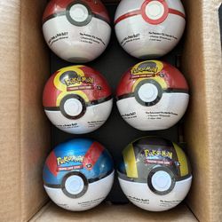 Pokemon set of 6 Pokémon TCG Pokeball tins sealed