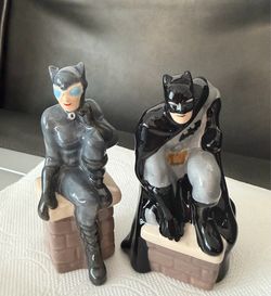 Justice League Salt & Pepper Shaker Set Batman Catwoman DC Comics