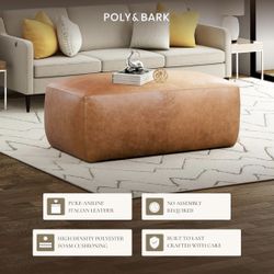 2 Poly and Bark Denver Leather Rectangle Ottoman in Cognac Tan LR ... The Poly & Bark Denver Leather Rectangle Ottoman in Cognac Tan (Model# LR-478-TA
