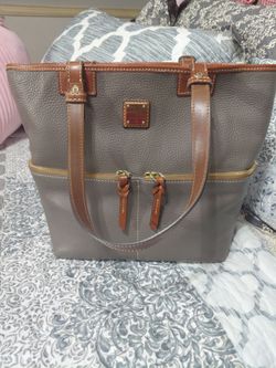 Dooney & Bourke taupe pebble grain leather handbag with dual front zipper pockets $60 obo