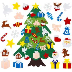 3.2 Feet DIY Felt Christmas Tree with 35PCS Ornaments Hanging Craft Decorations