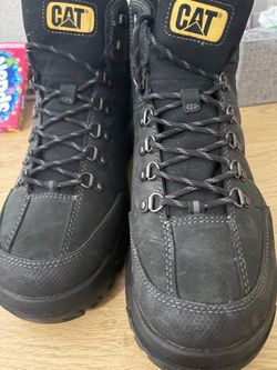 CAT Caterpillar Black Leather Work Boots
