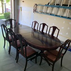 Vintage Asian Rosewood Dining Table Set 