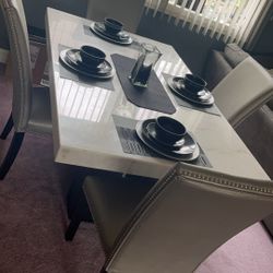 Marble Dining Table w/ 4 Chairs