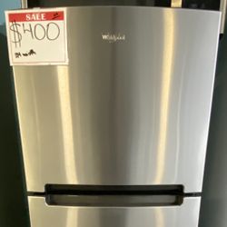 Whirlpool *used* Stainless Top&bottom 24”width Fridge +15% Off S
