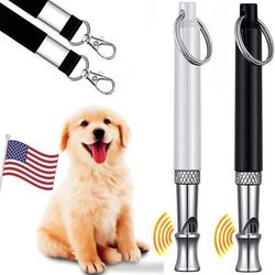 new  2 Dog Whistles with Lanyards, Stainless Steel Ultrasonic Dog Whistles to Stop Barking, High Pitch Frequency Silent Whistle for Dog Training and t