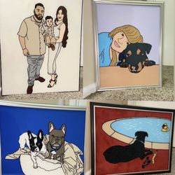 Glass Paintings Family, Friends, Pets, Anime & Cartoon Portraits Available LOCATED IN COVINA