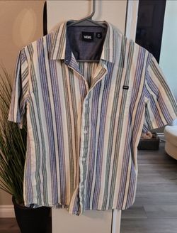Vans Striped Button-Up Short Sleeve Shirt XL
