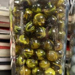 VINTAGE Glass Marbles Lot Red/Orange Blue Green