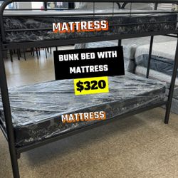 Twin Over Twin Bunk Bed With 2 Mattress $320 Only 🔥🔥🚚🚚