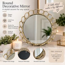 Gold Round Decorative Vanity Mirror