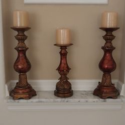 Three Beautiful Candle Holders and Candles