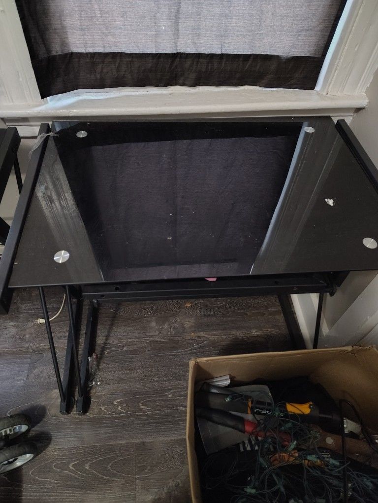 L Shaped Glass Table