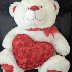 Cute Teddy Bear With Plush Heart