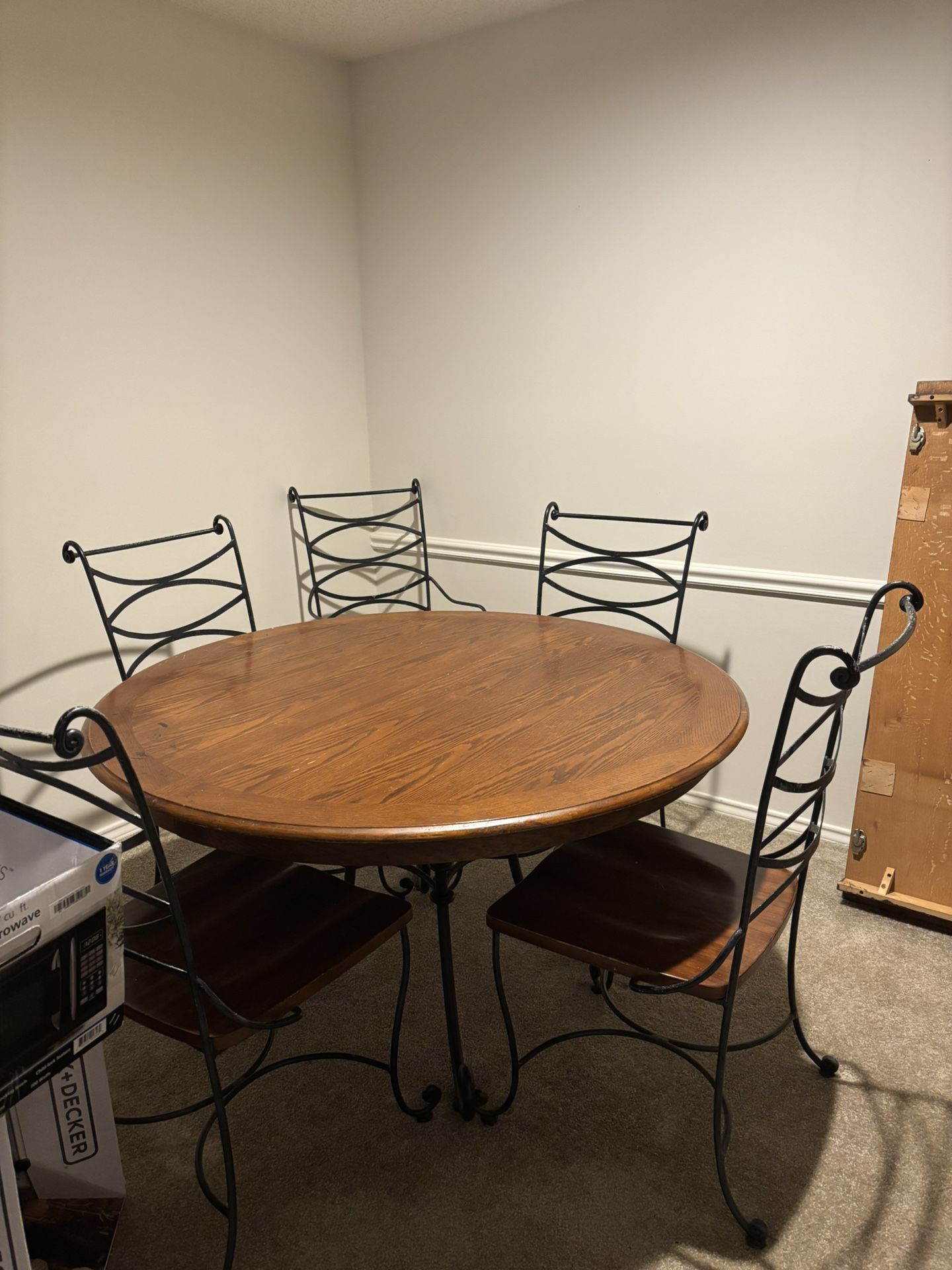 Table With 6 Chairs And Leaf, Sofa, And Matching Club Chair, Queen Mattress And Box Spring