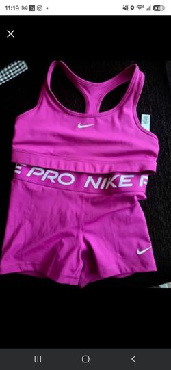 Nike Pro pink sports bra and shorts set