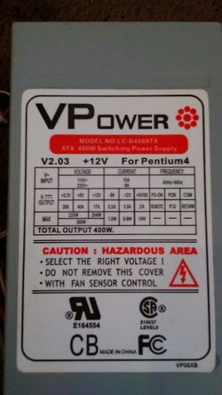 VPower power supply for an E-machine V2.03 /+12V for Pentium 4