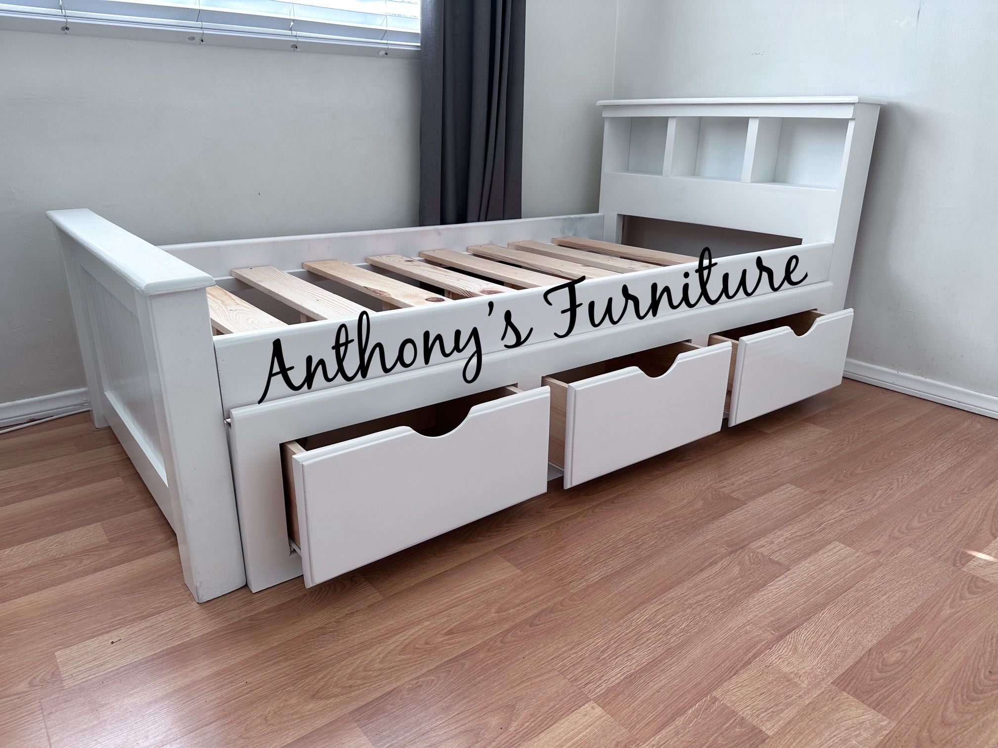 White Twin Bed With Drawers
