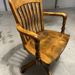 Antique Wood Banker Chair