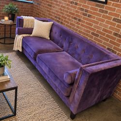 Purple Velvet Tufted Sofa – $400