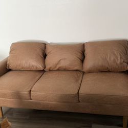aux Leather 3 Seater Sofa Couches for Living Room,74" Mid Century Modern Deep Seat Sofas & Couches,Breathable Comfy Upholstered Couch for Bedroom Apar