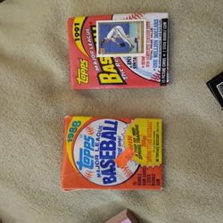 1988 And 1991 Topps Baseball Cards with Stick Of Gum Still In Package 