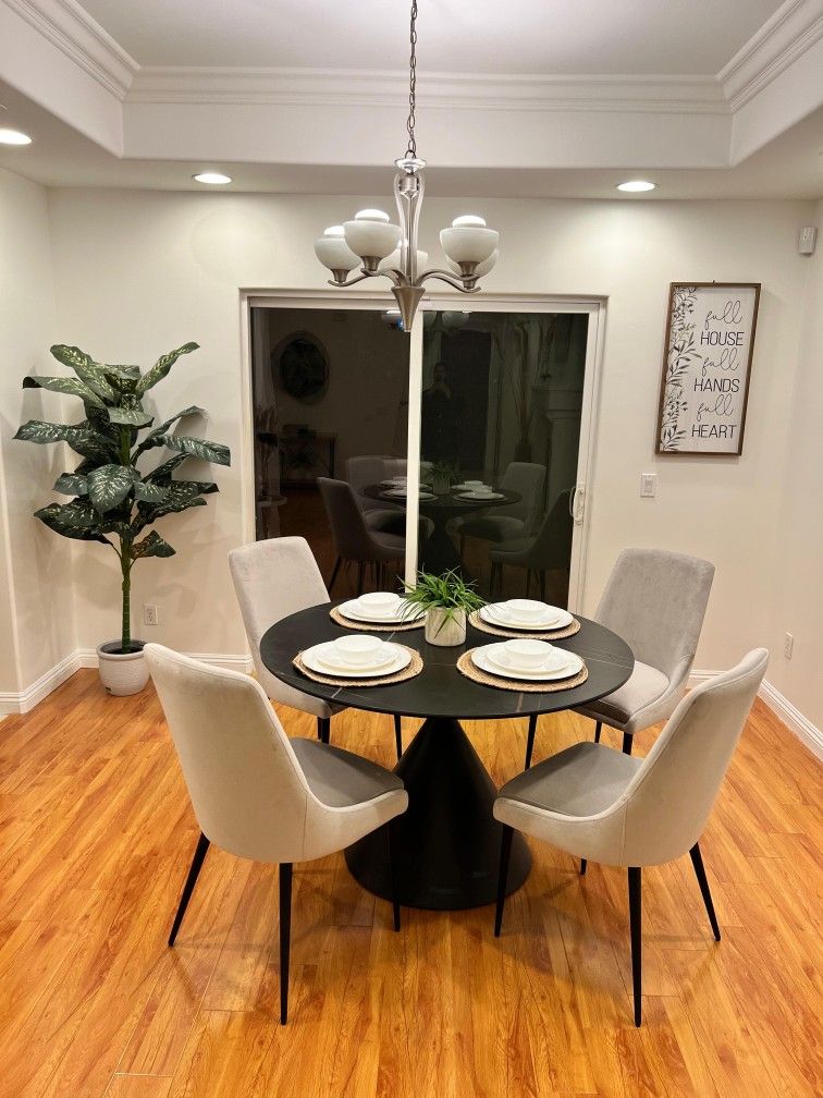 5pc Round Table Marble Top 